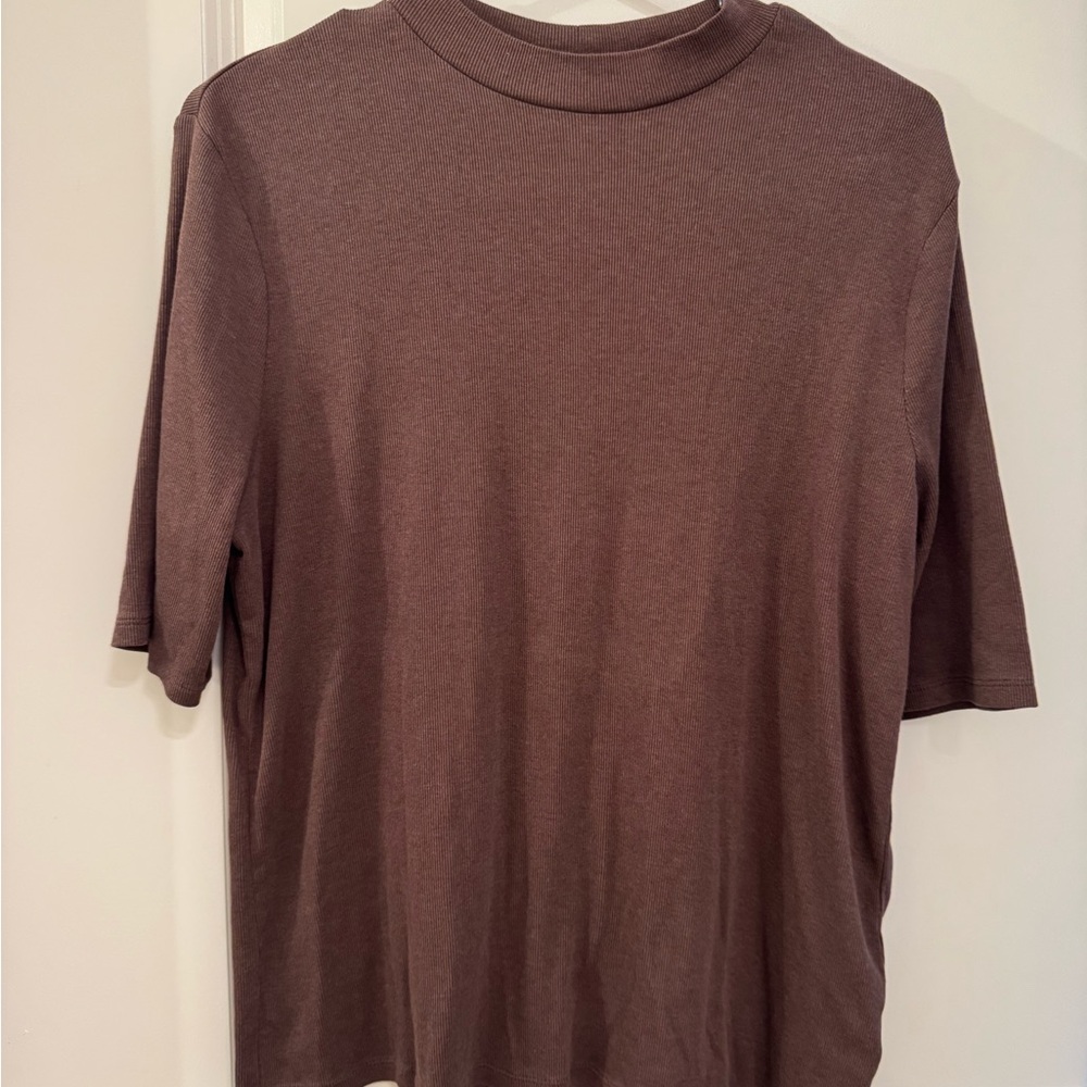 Mock-Neck Brown Shirt